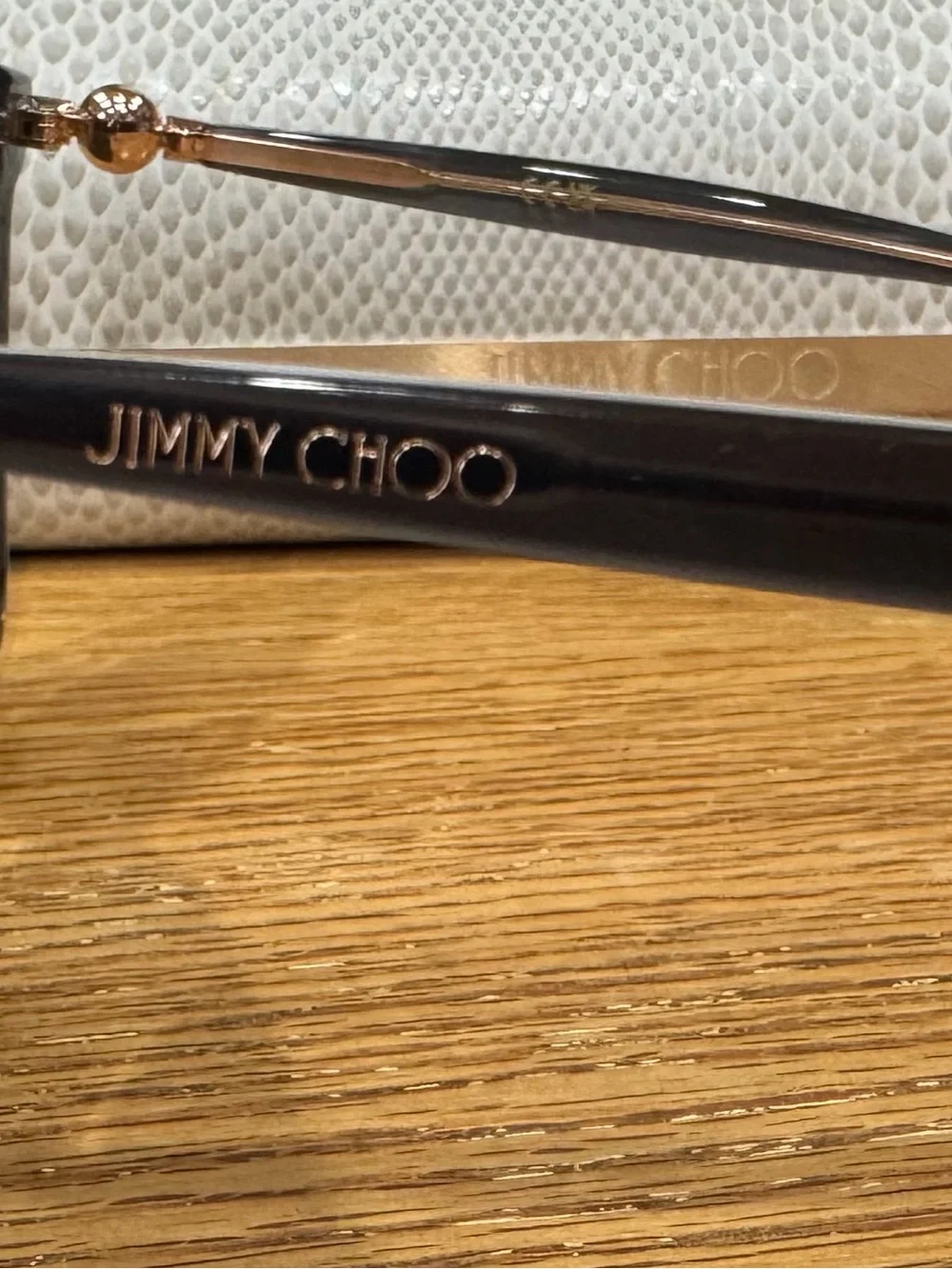 Jimmy Choo peared gray Sunglasses with Cream Textured Case